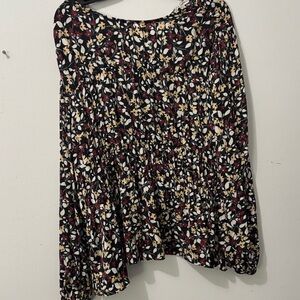 Zac & Rachel Black Floral Midi Skirt with Cream & Burgundy Blooms